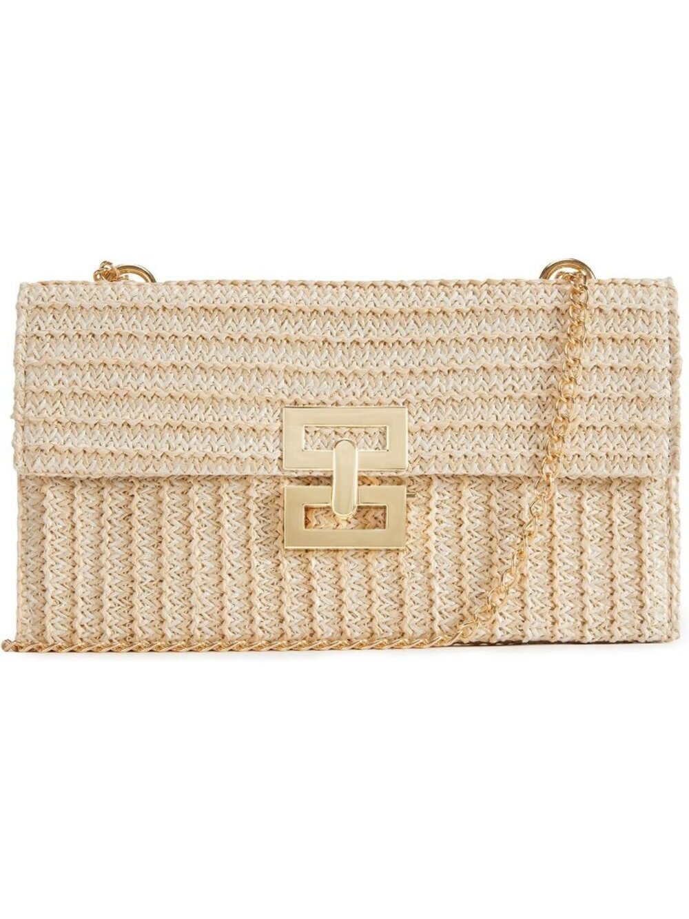 Women’s White2 Straw Woven Clutch Purse Crossbody Evening Wedding Handbag